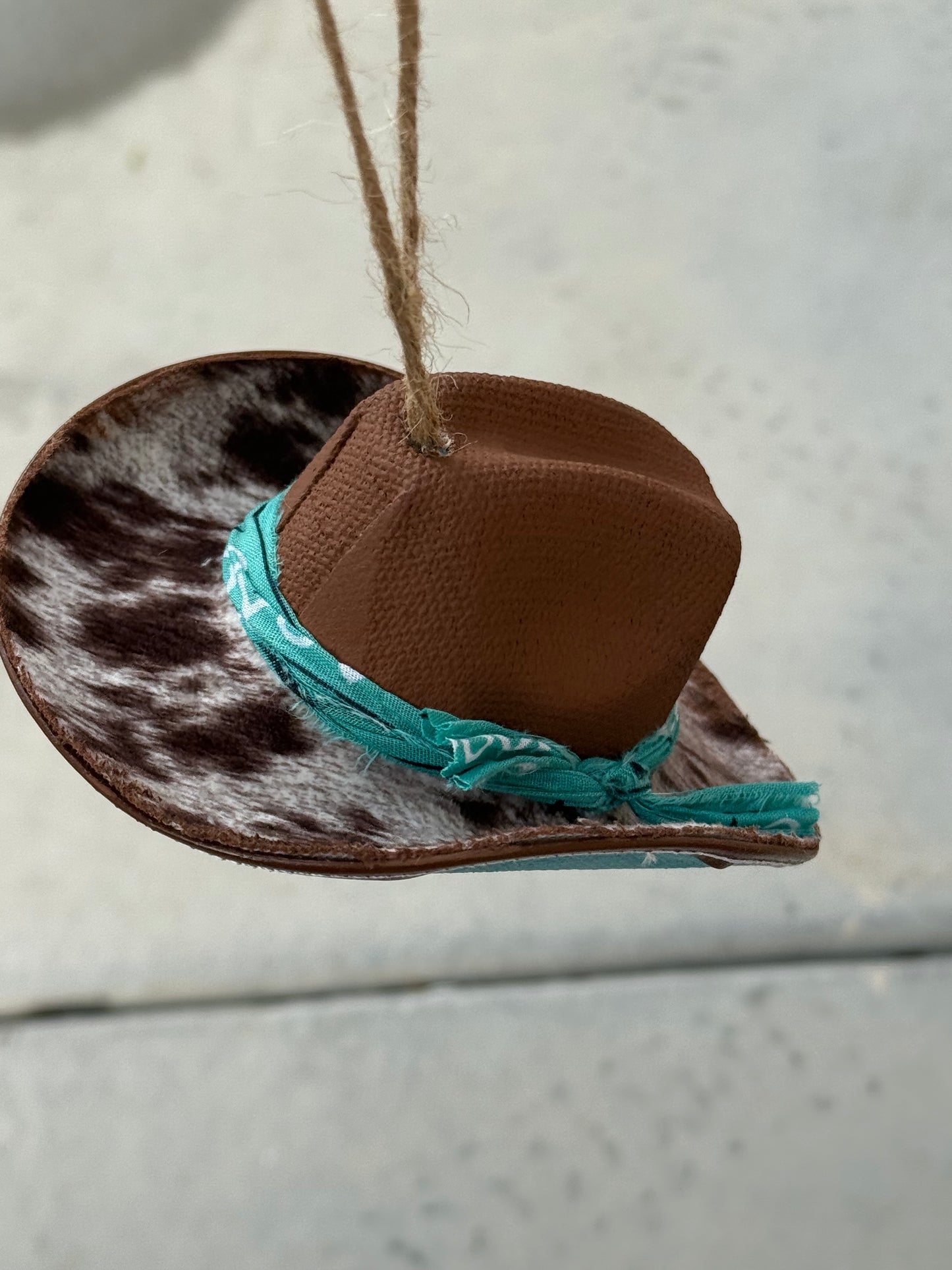 Brow cowhide turquoise Cowboy hat ornament