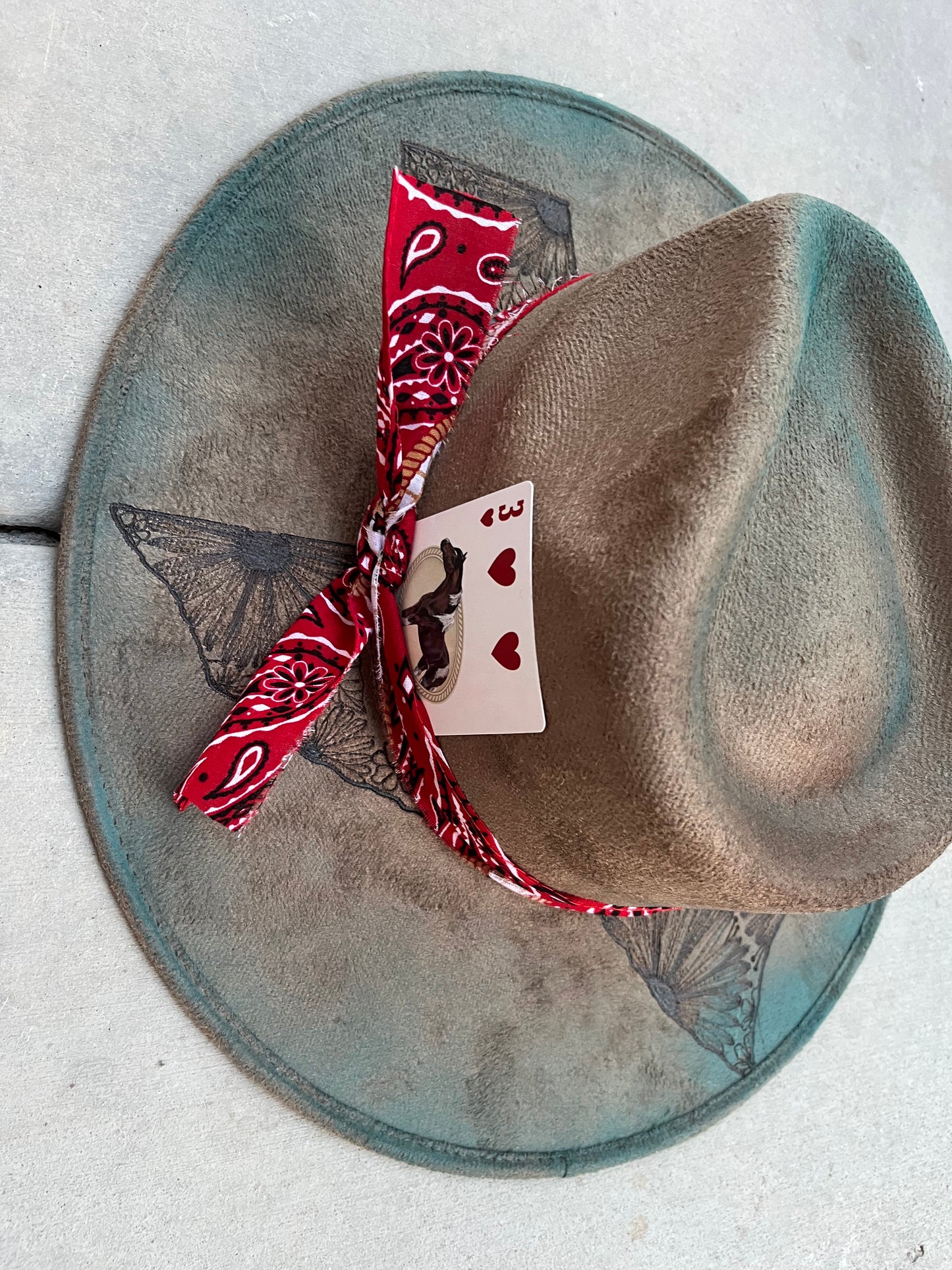 Texas burned suede wide brim rancher hat