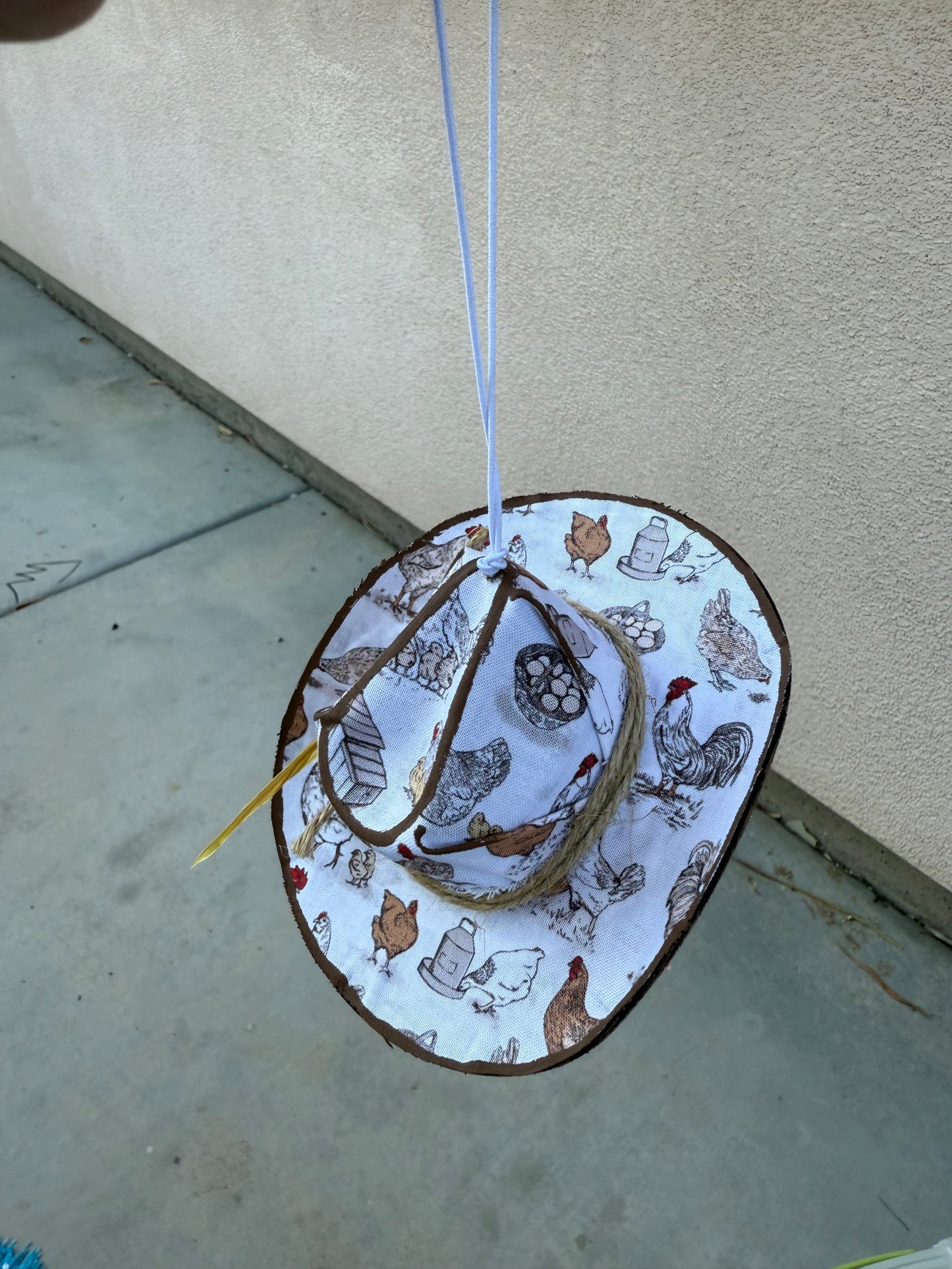 Chicken cowboy hat rearview mirror charm