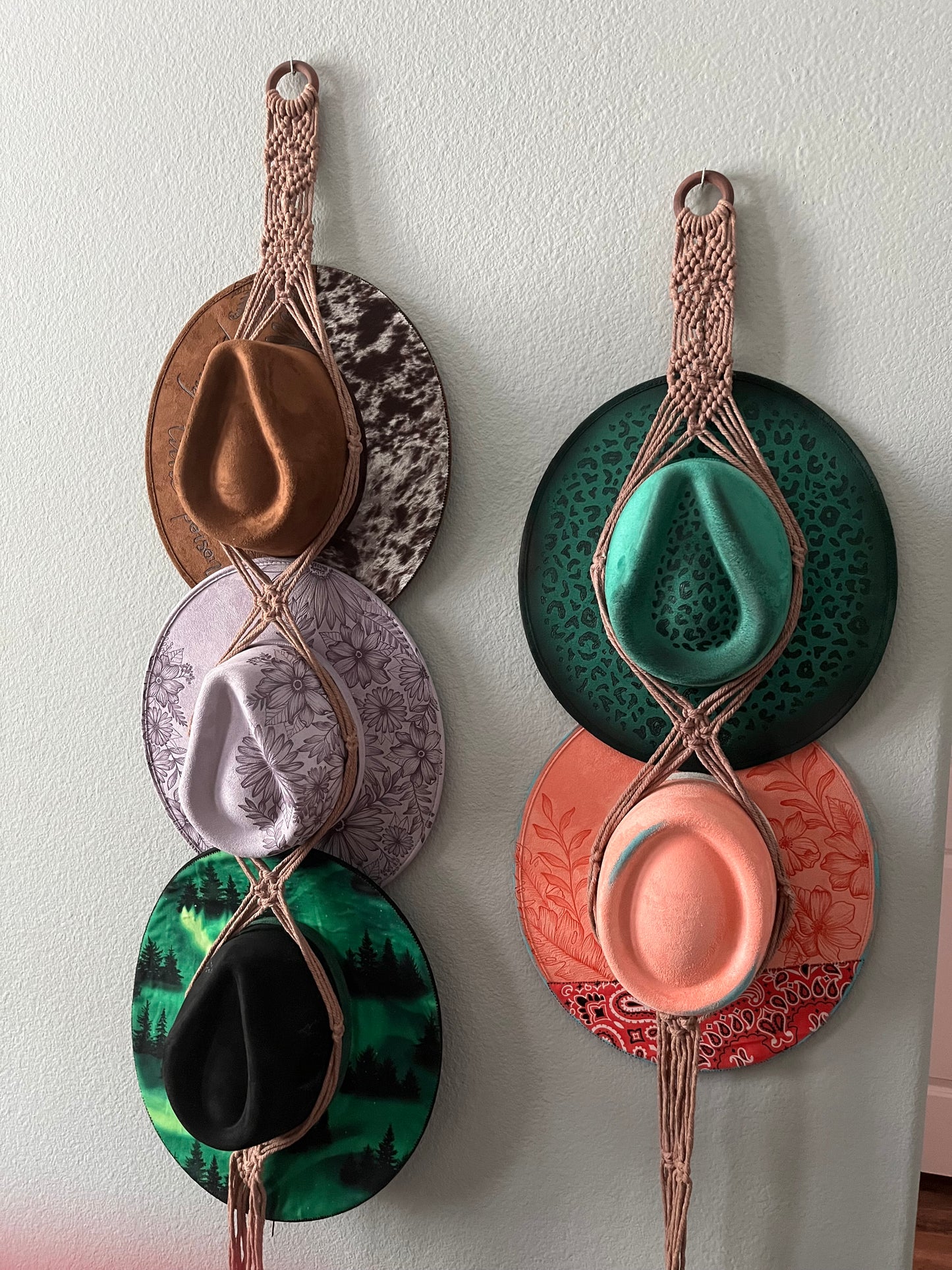 Macrame 3 hat hanger for wall