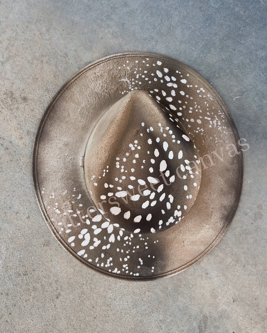 Deer fawn beige suede wide brim rancher hat