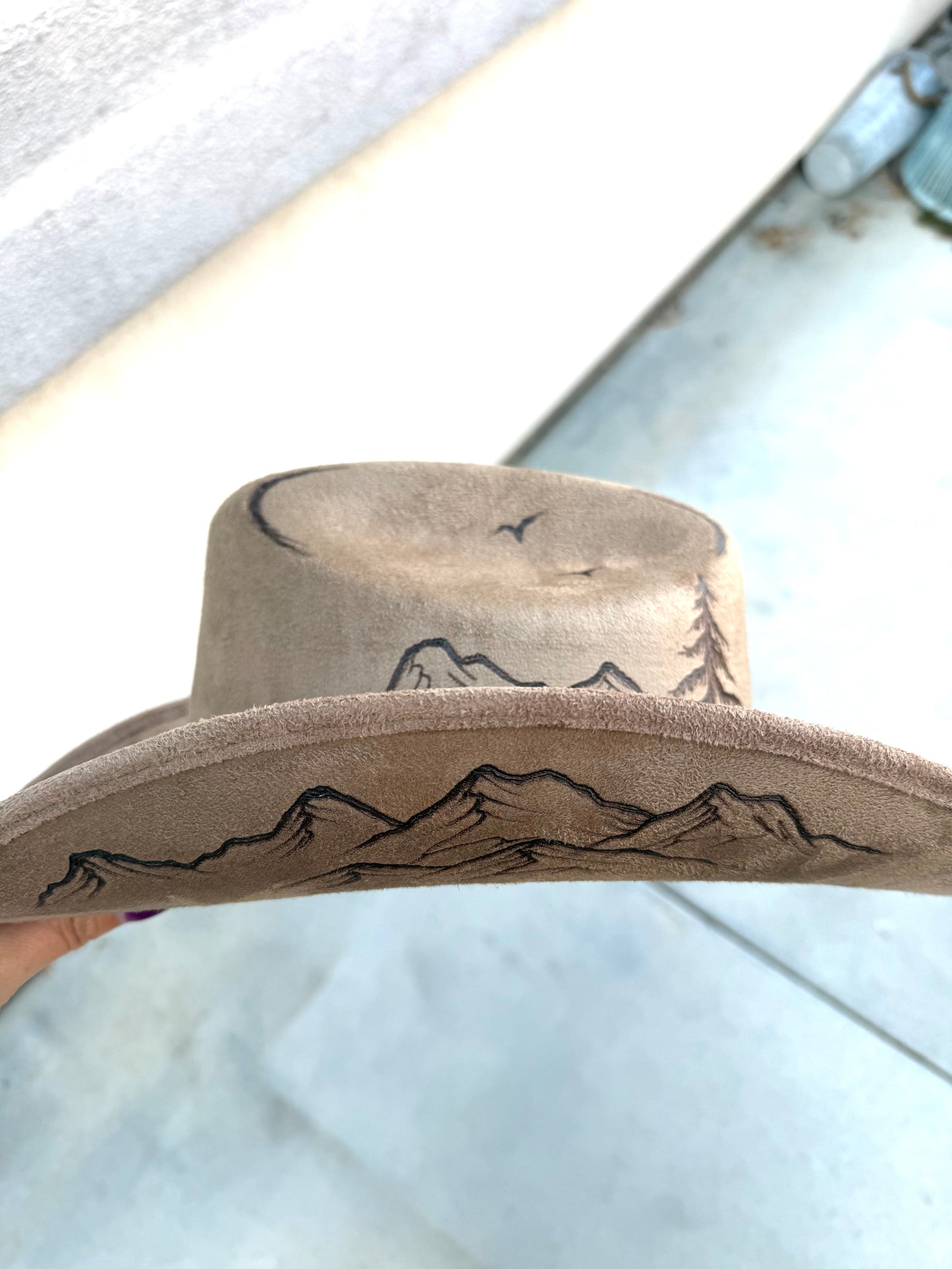 Mocha brown mountain lake suede wide brim rancher cowboy hat