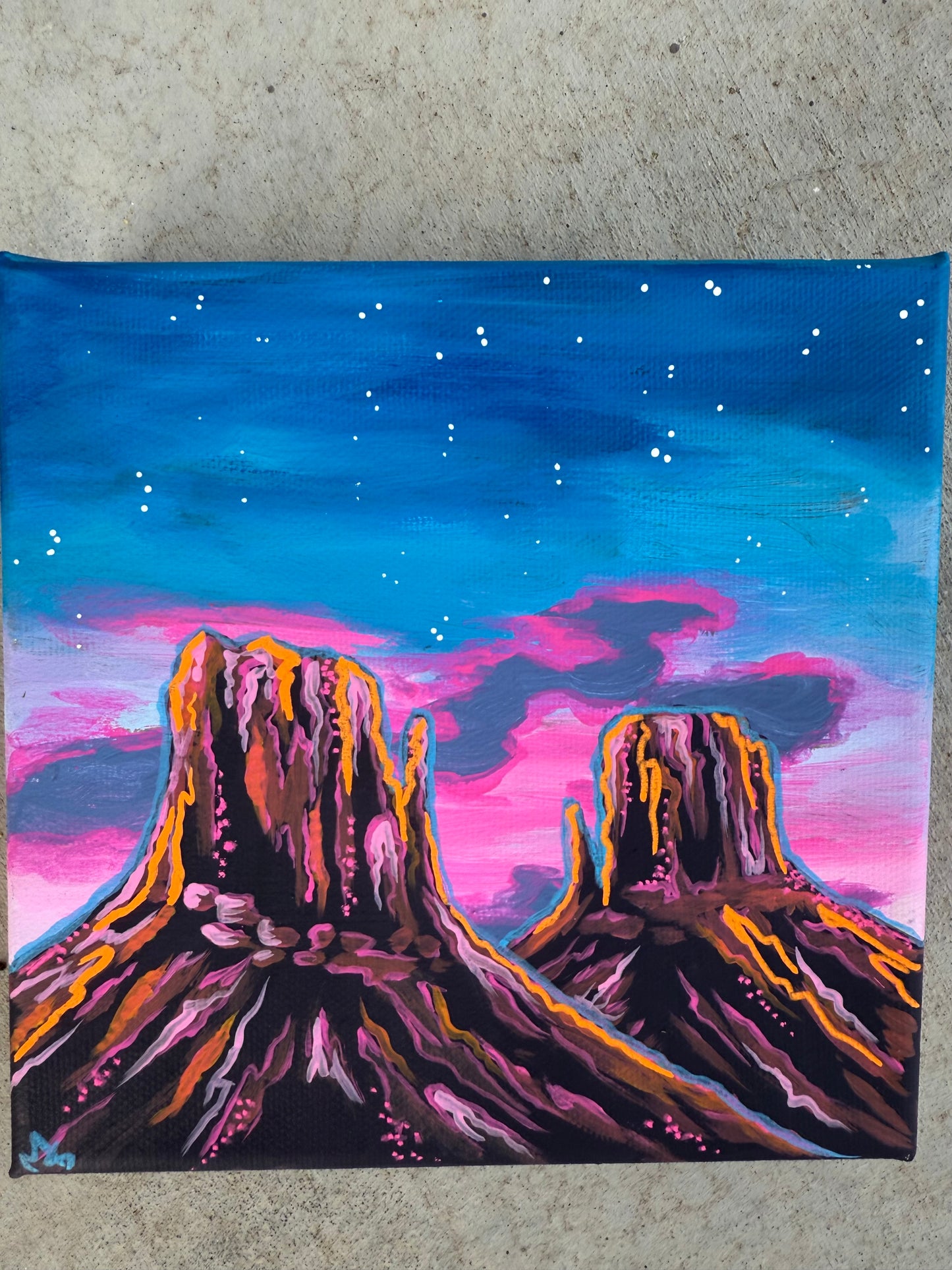 Pink monument valley canvas original painting
