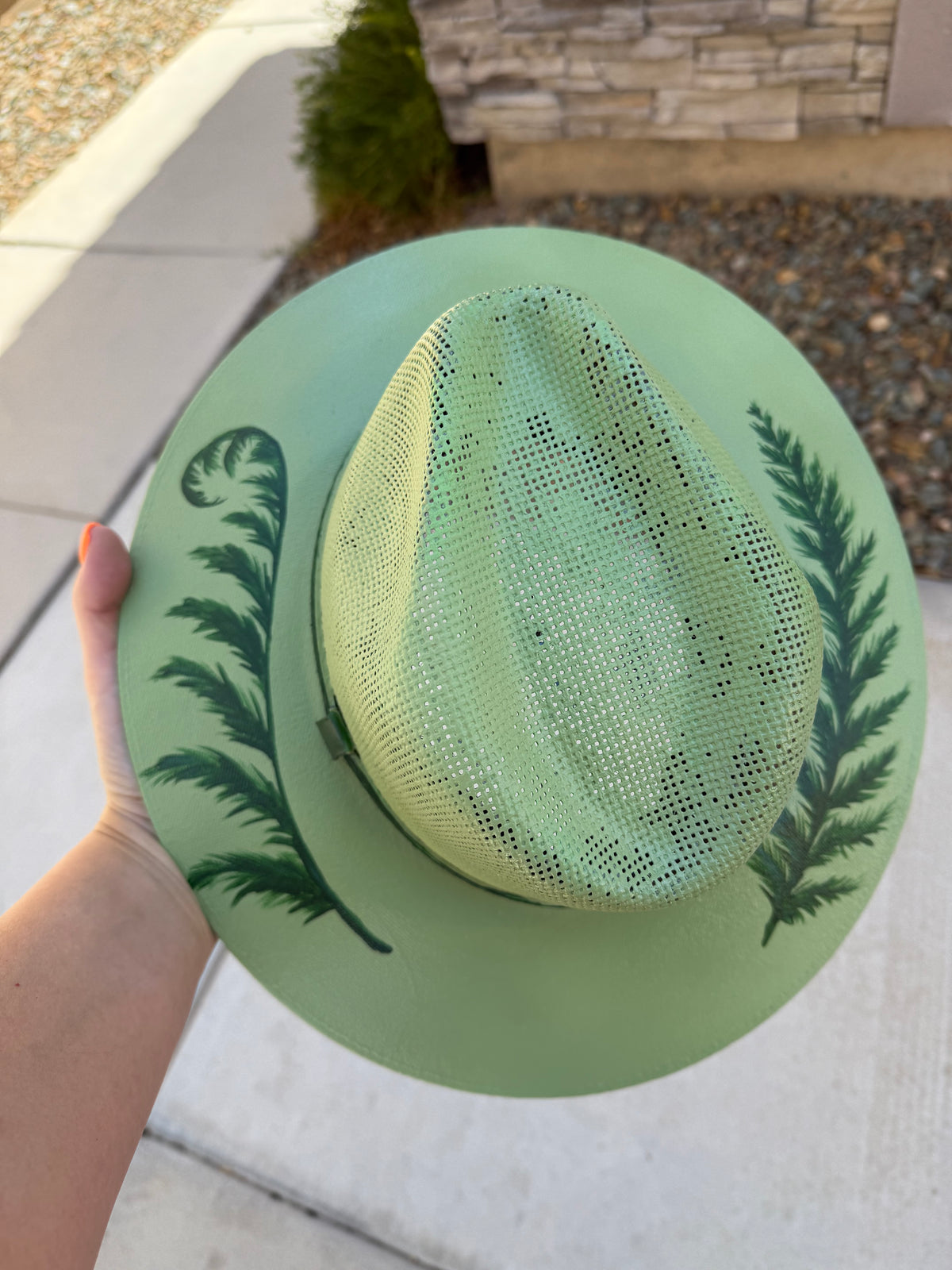 Sage green fern summer straw jute rancher Panama hat