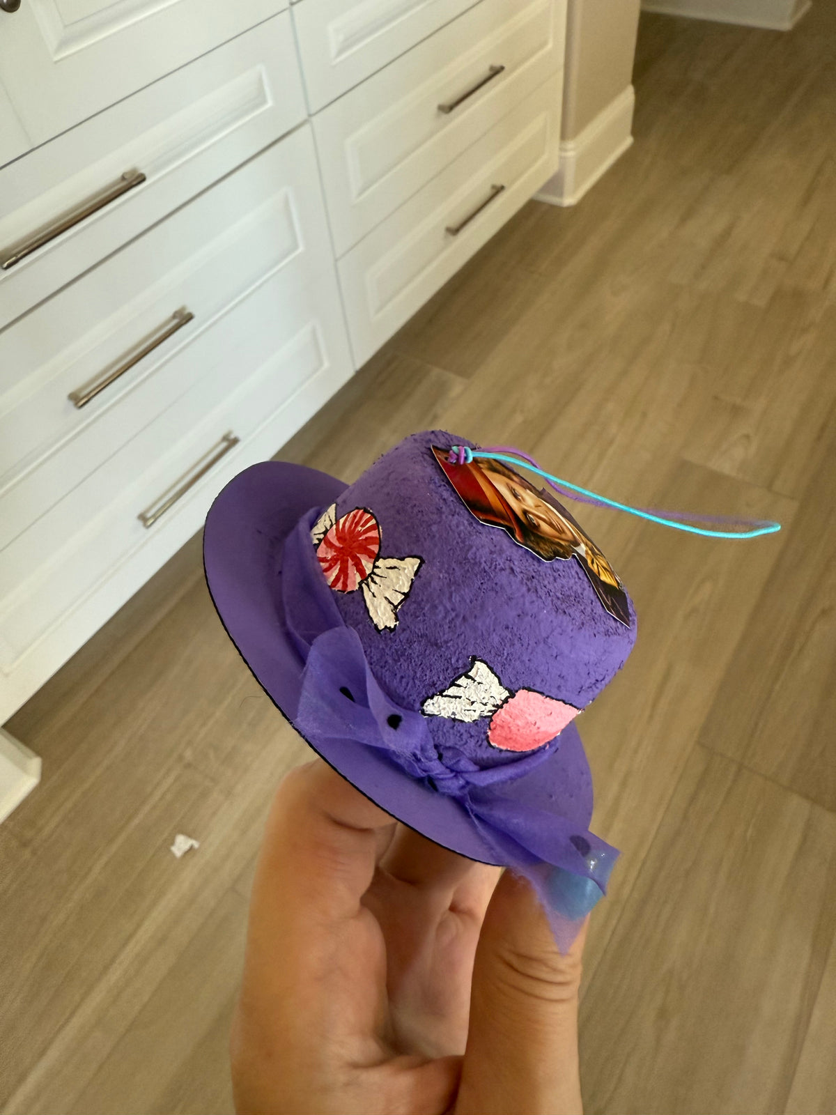 Pure imagination purple top hat rearview mirror charm