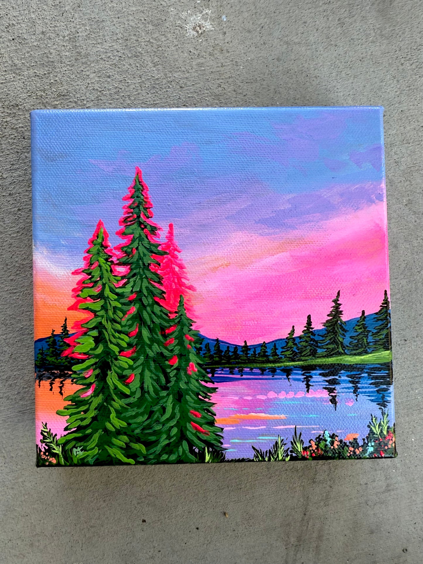 Pink reflections canvas original painting