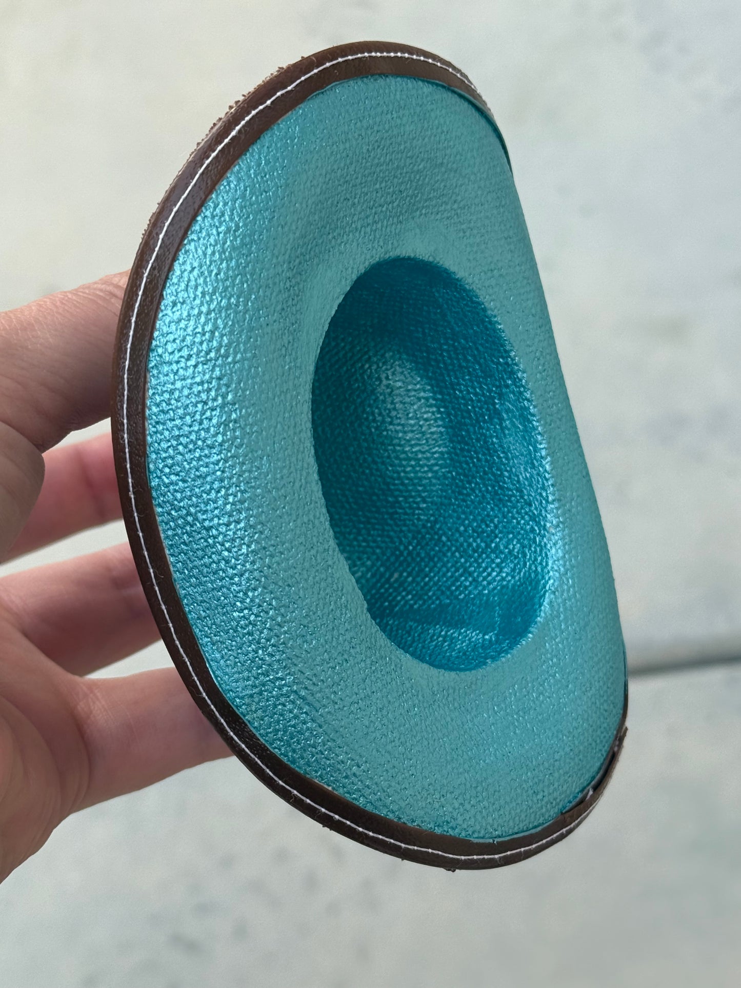 Brow cowhide turquoise Cowboy hat ornament