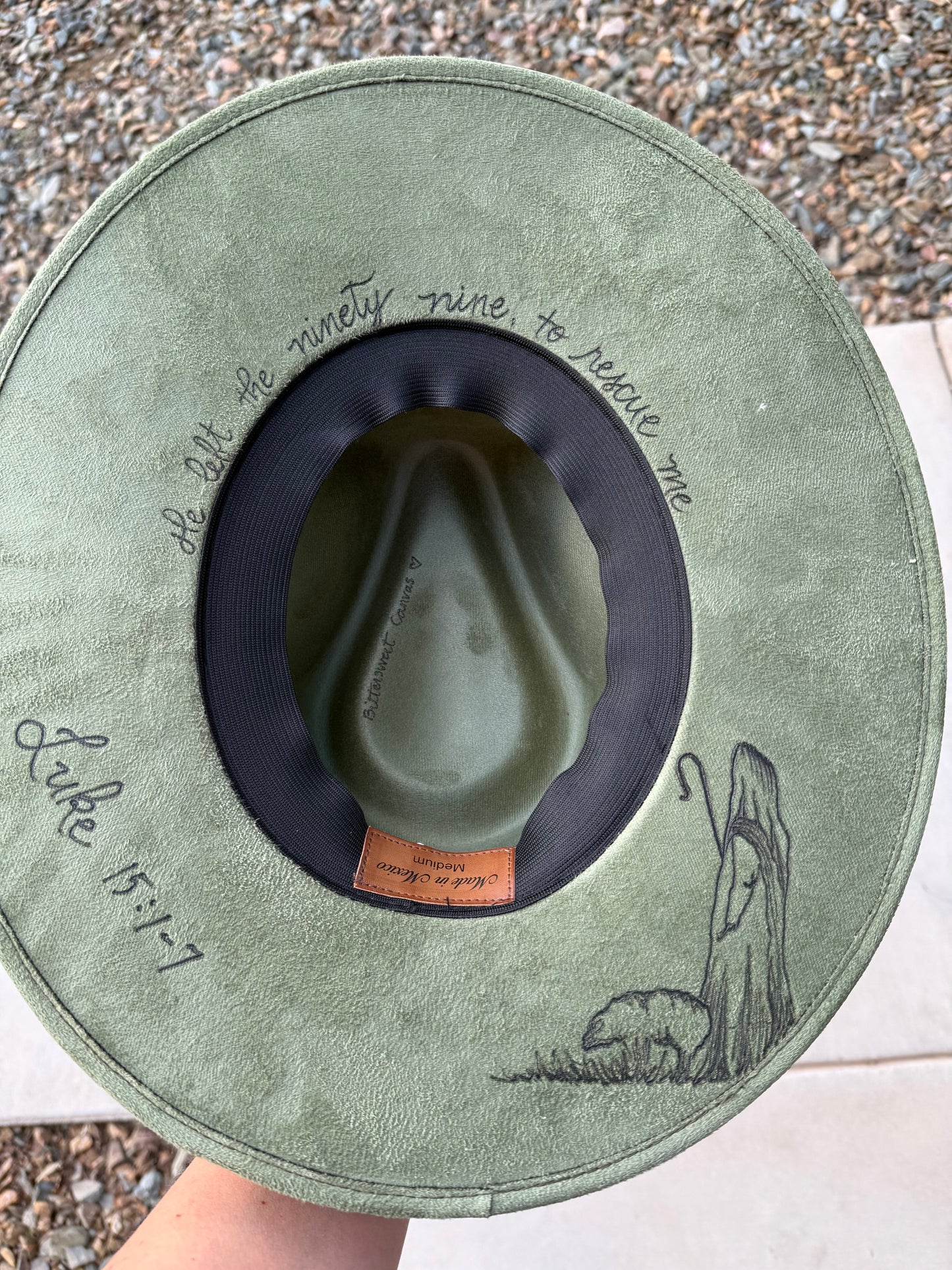 Light olive green 99 vs 1 suede wide brim cowboy hat