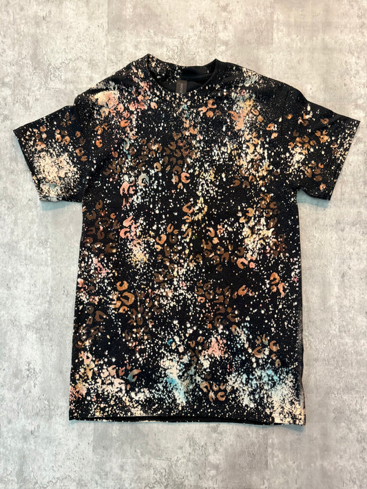 Leopard Splatter Black Bleached Unisex Jersey Short Sleeve Tee shirt