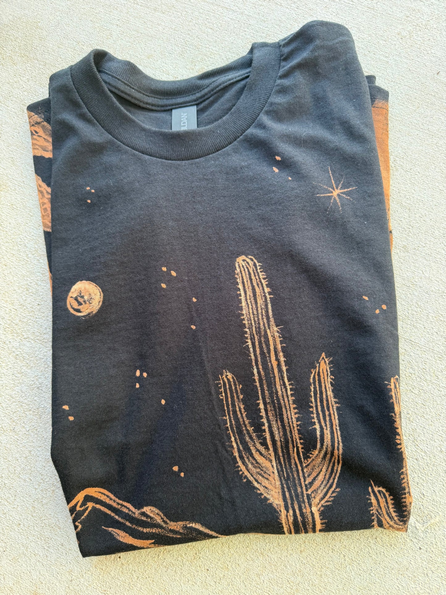 Desert Cactus Black Bleached Unisex Jersey Short Sleeve Tee shirt
