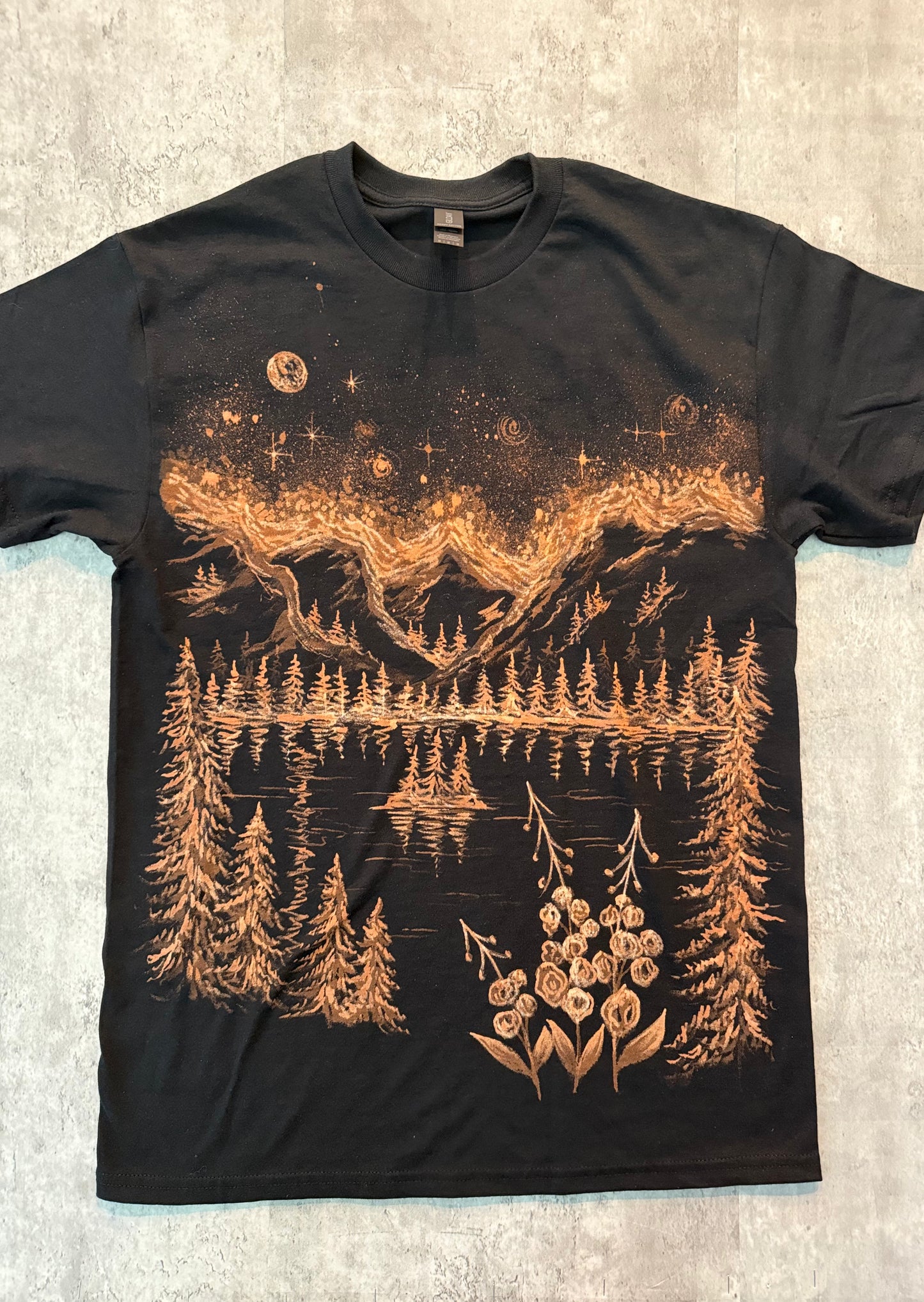St Mary’s Lake Black Bleached Unisex Jersey Short Sleeve Tee shirt