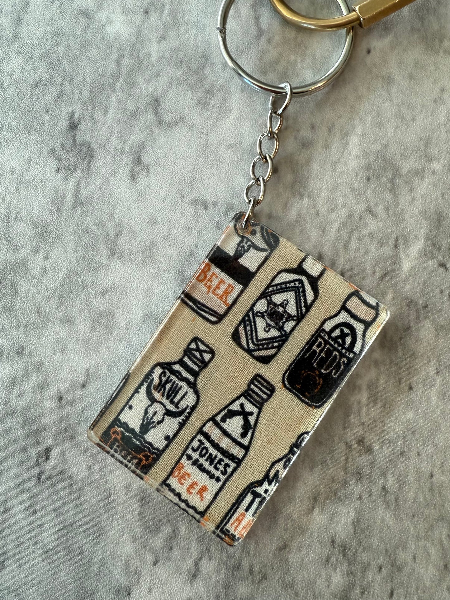 Booze liquor bottle acrylic keychain bag charm