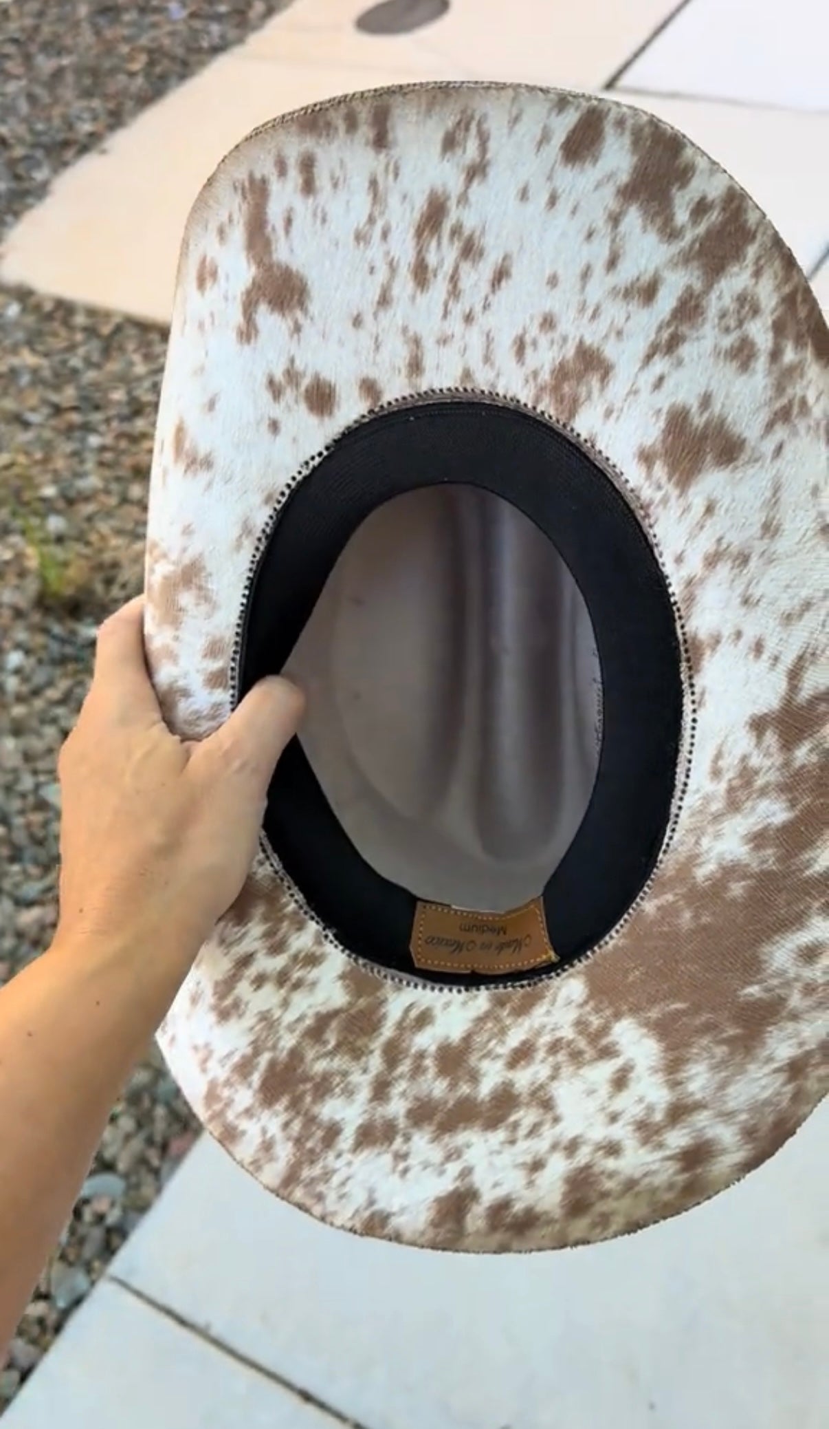 Ivory cowhide suede wide brim cowboy hat
