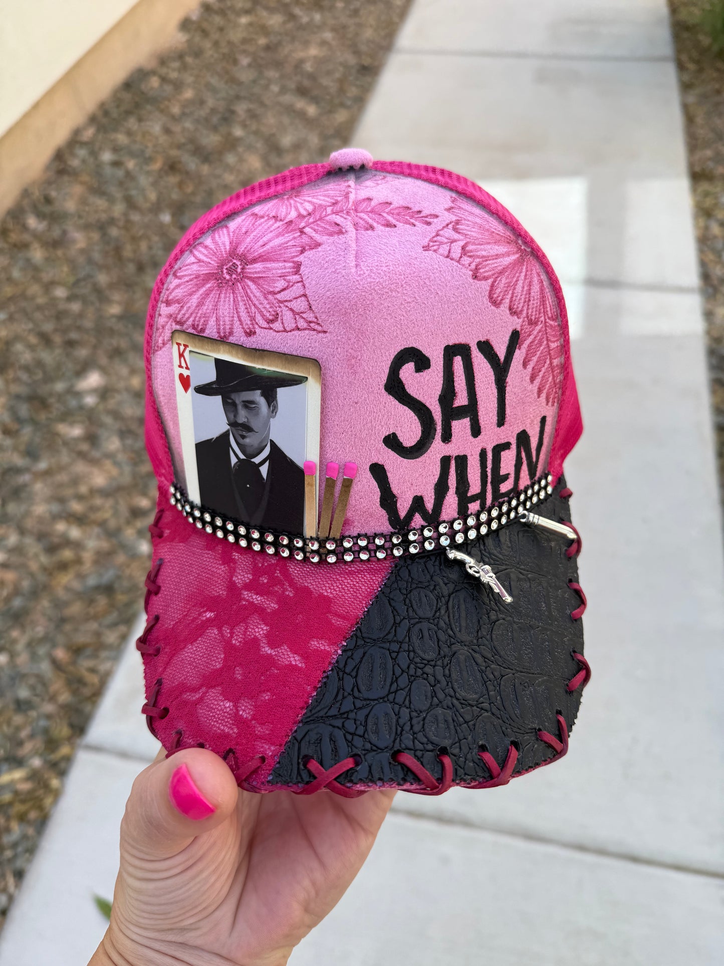 Pink doc holiday say when burned trucker hat custom ball cap SnapBack