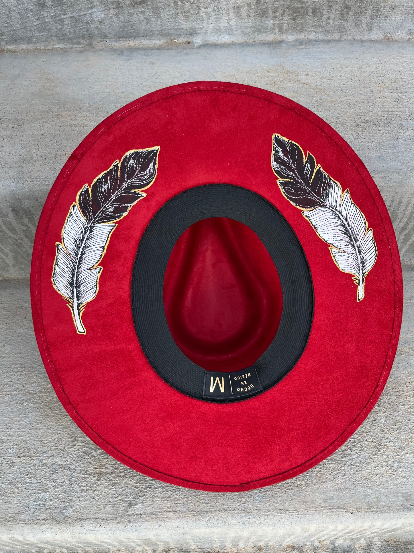 Desert thunderbird red suede wide brim rancher hat