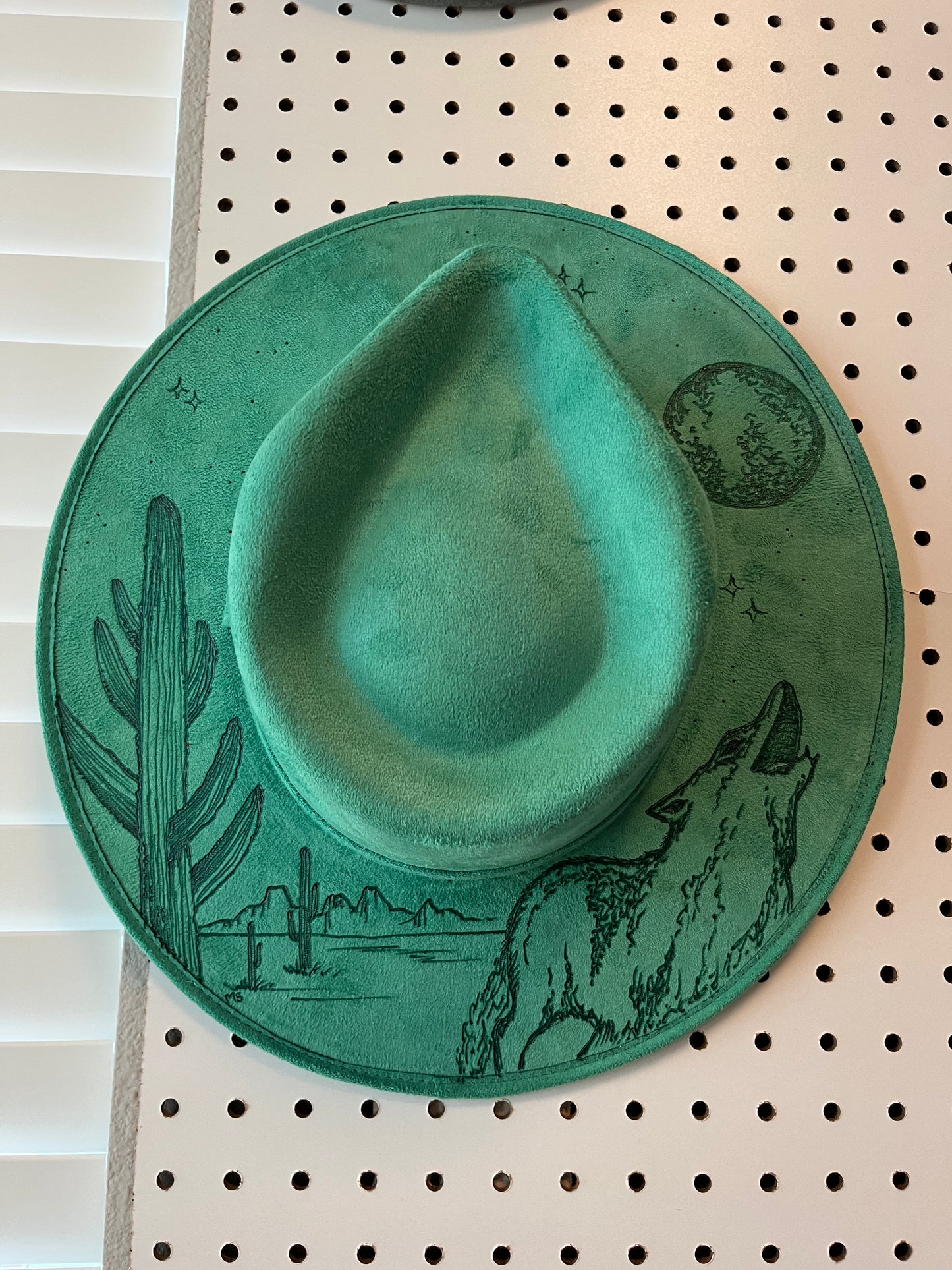 Jade green wolf desert cactus suede wide brim rancher hat