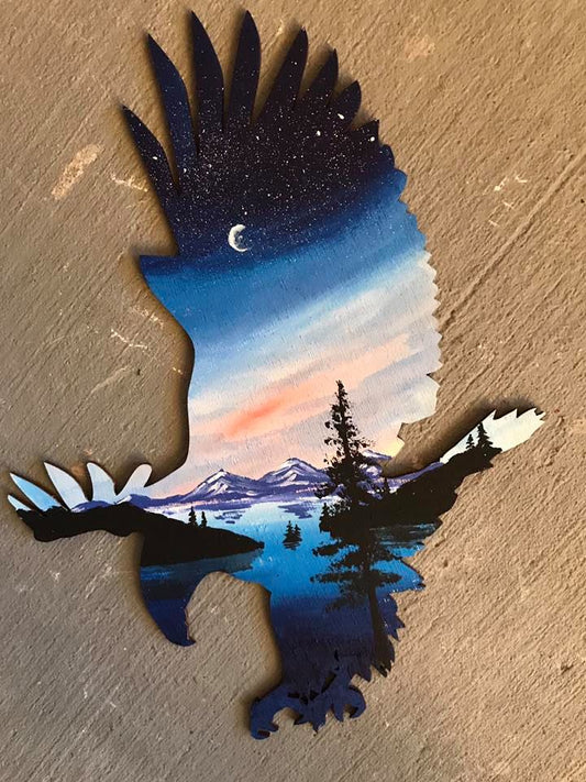 Eagle wood cutout painting