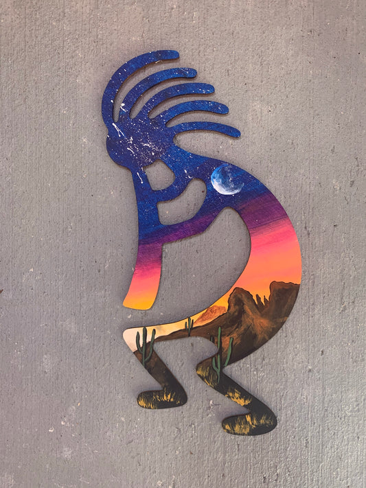 Kokopelli wood cutout desert man