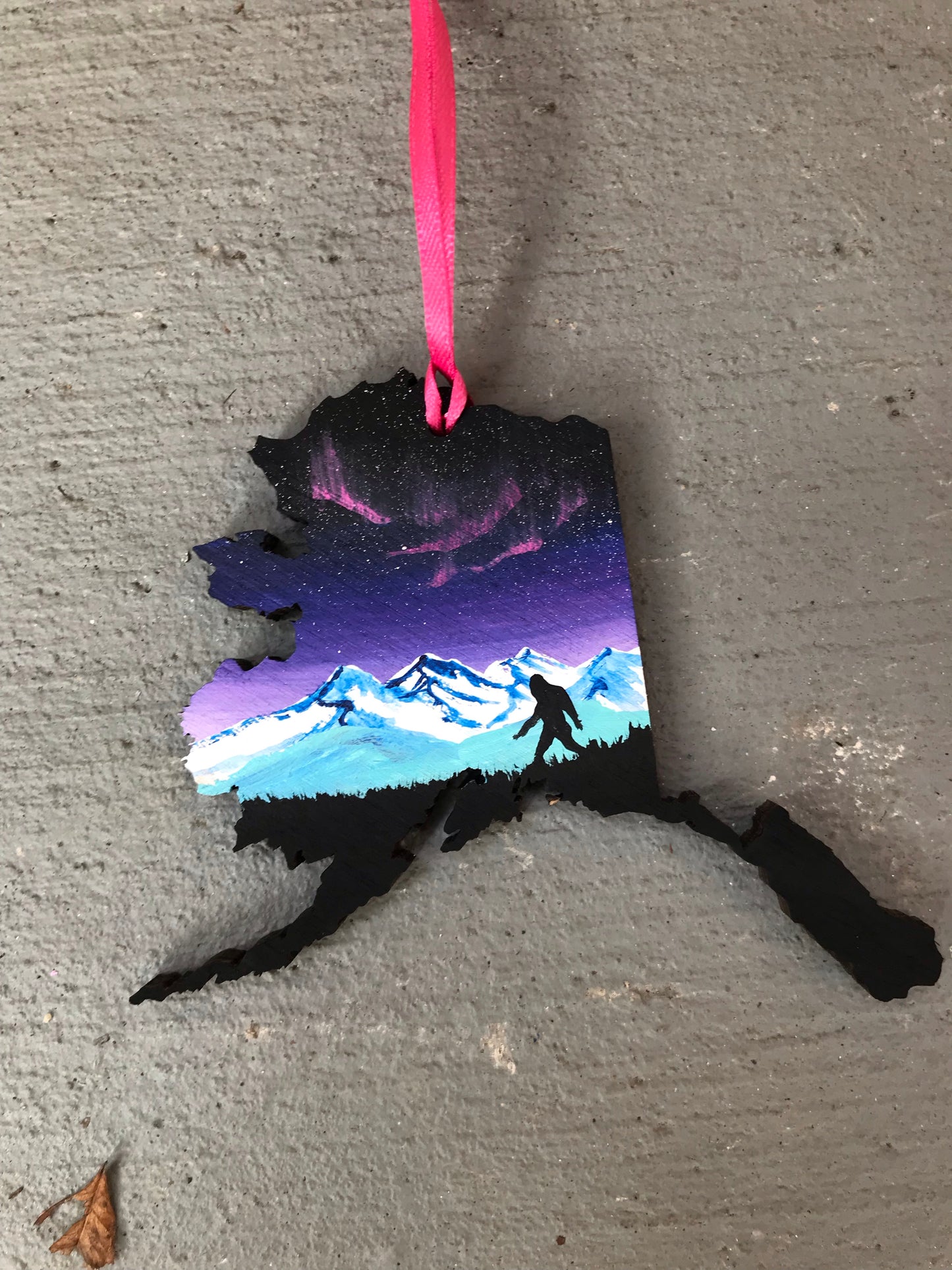 Alaska mountains Bigfoot ornament