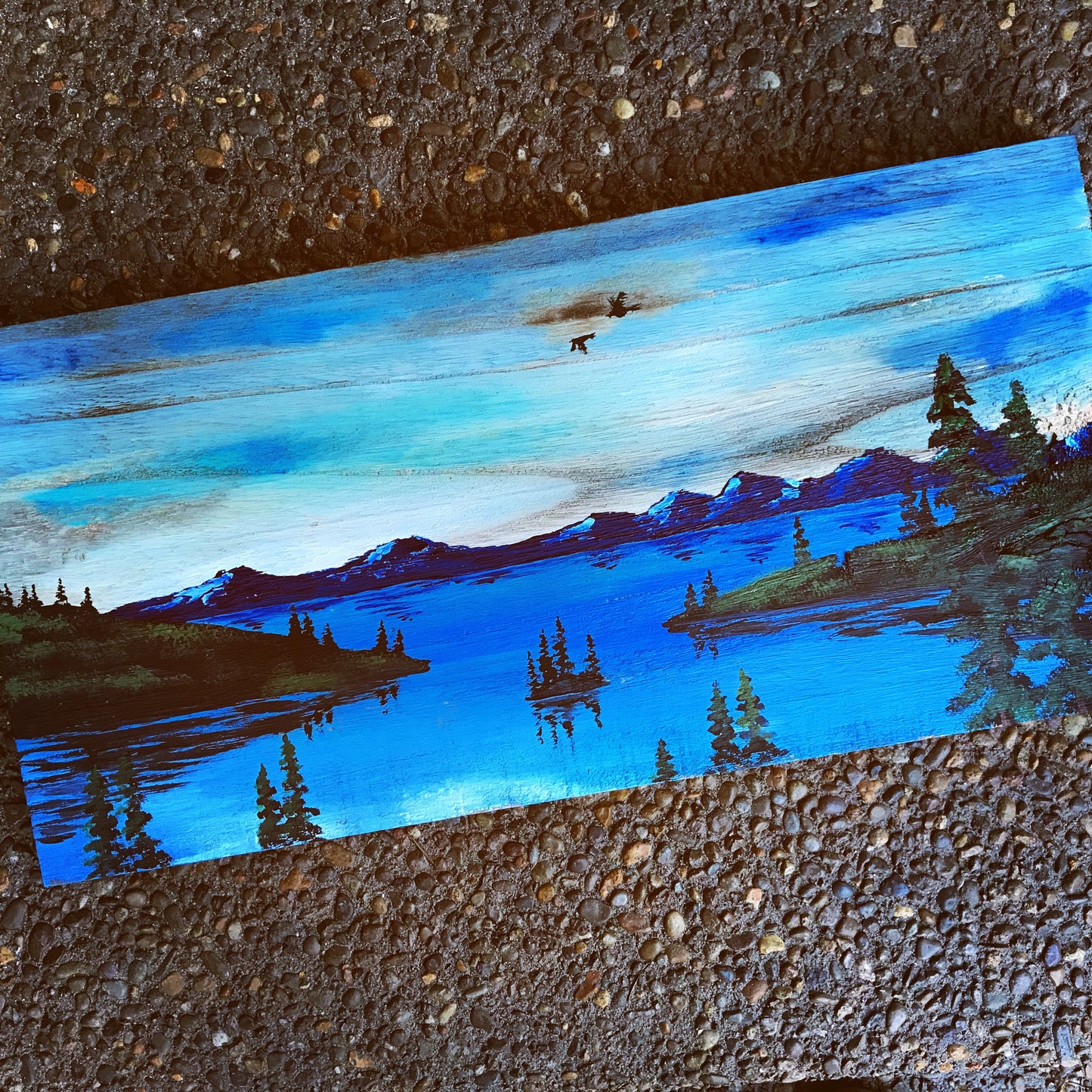 Lake Tahoe barnwood painting emerald bay