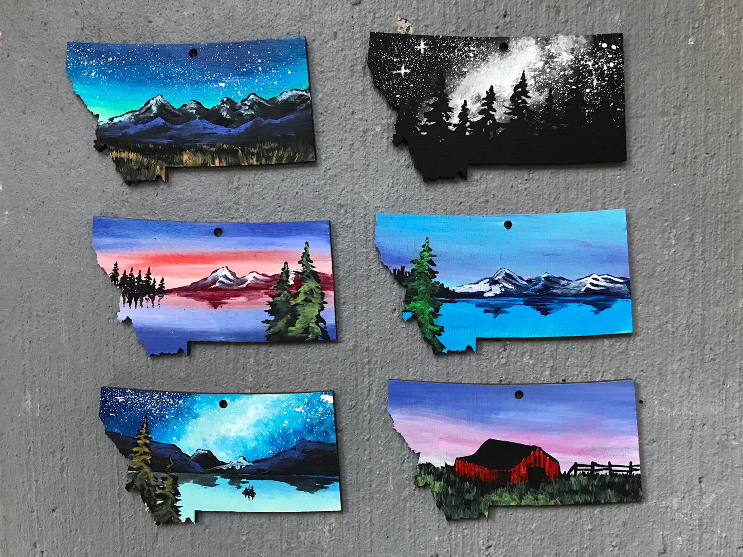 Set of 6 Montana ornaments