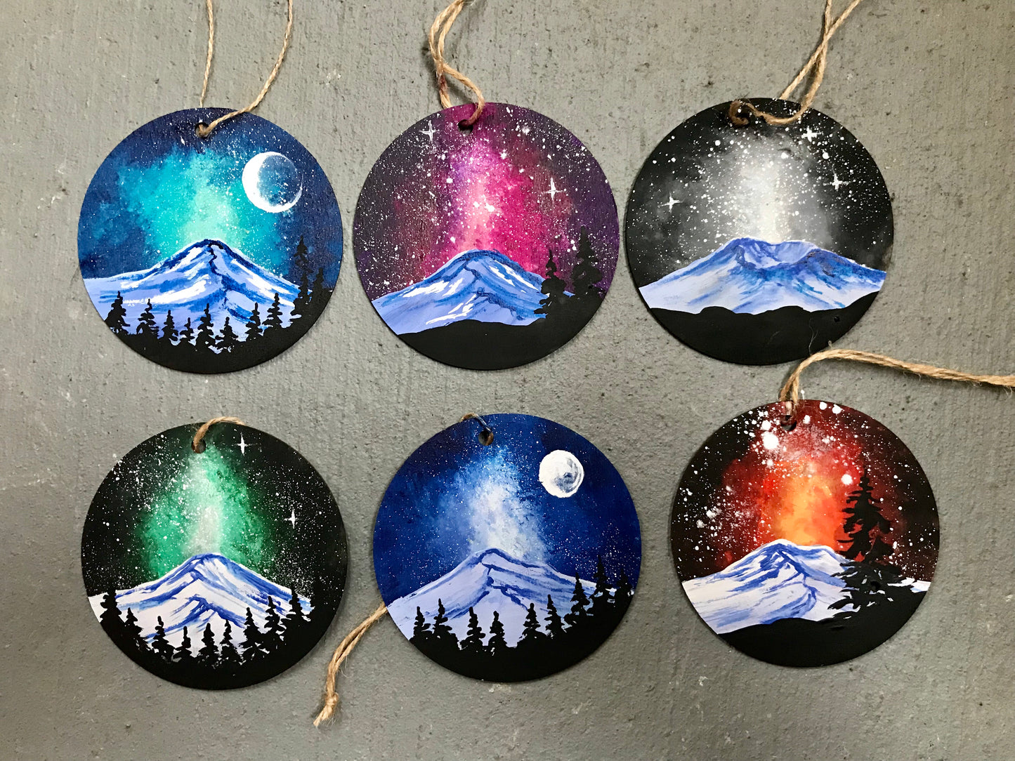 PNW volcanos ornament set