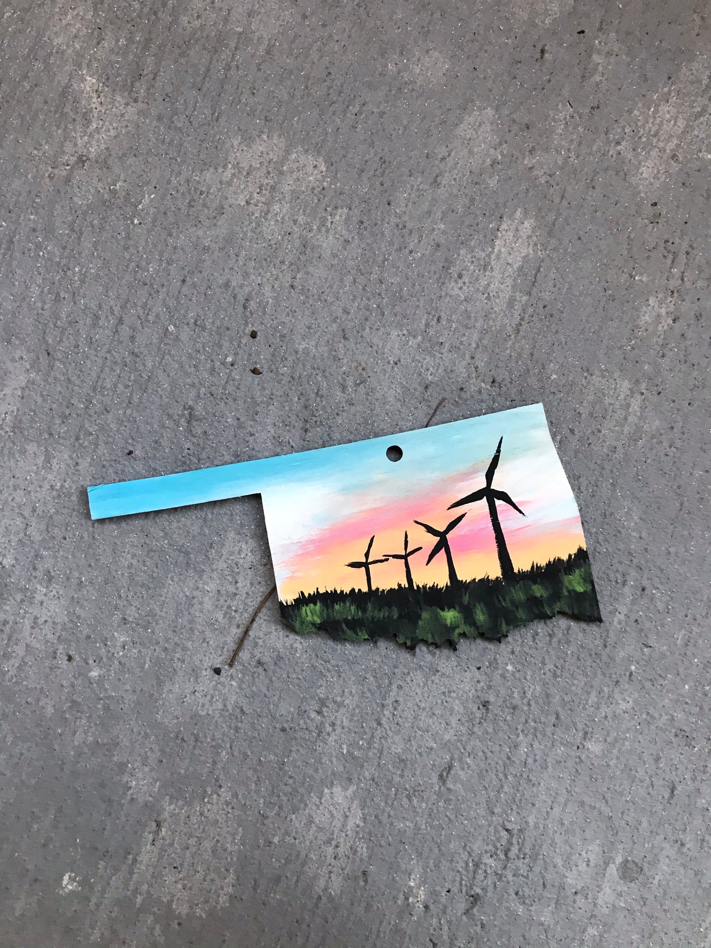 Oklahoma wind turbine Christmas ornament