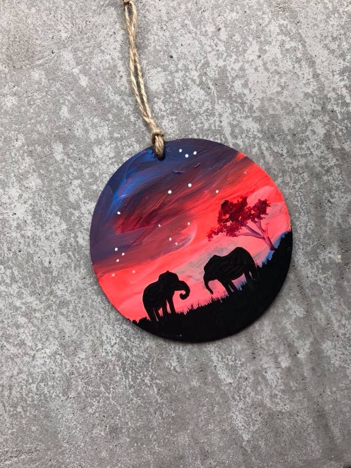 Elephant wood ornament