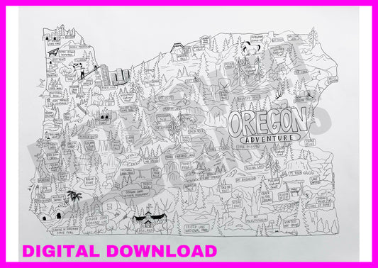Oregon adventure map coloring page DIGITAL