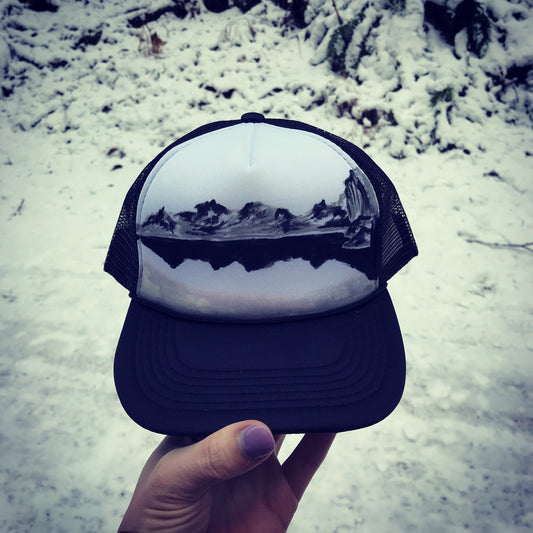 Black white trucker hat custom SnapBack