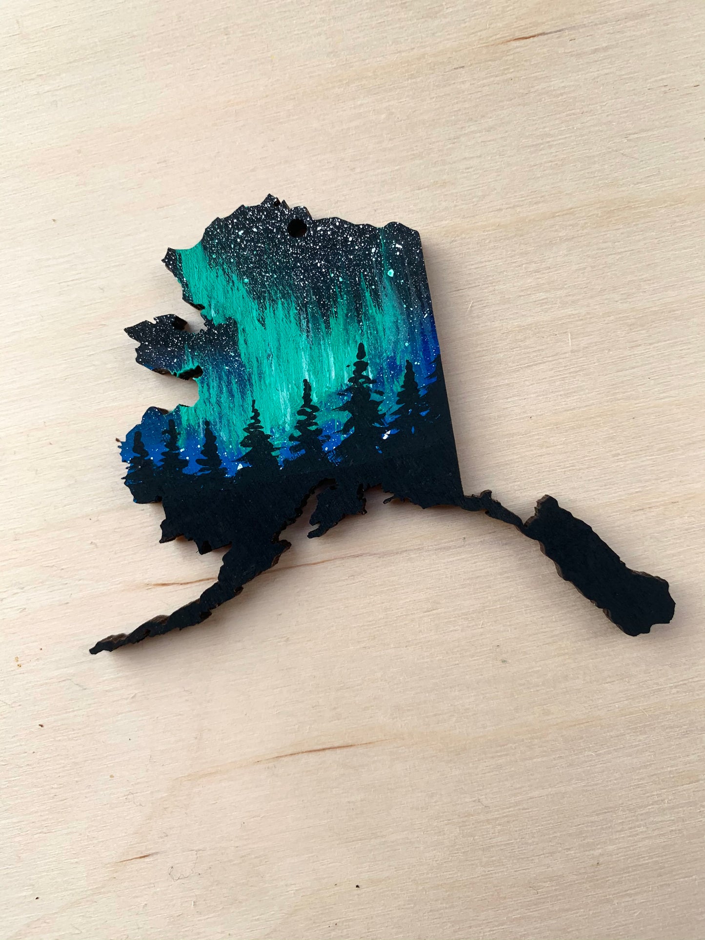 Alaska state northern lights ornament
