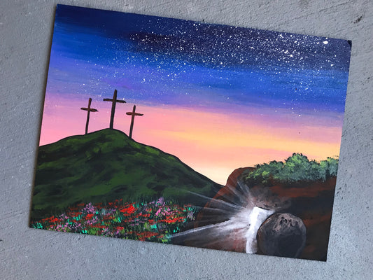 Empty tomb he has risen painting
