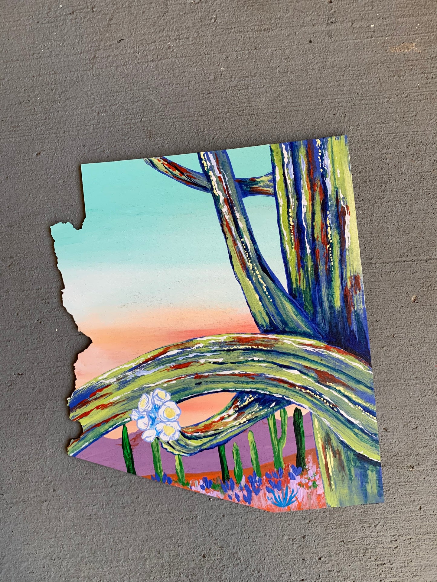Arizona Sagauro cactus desert cutout painting