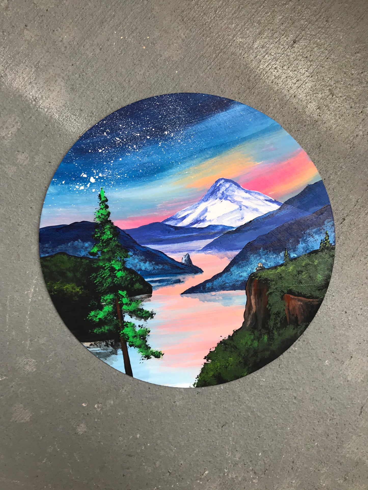Columbia River gorge mt hood painting wood cutout