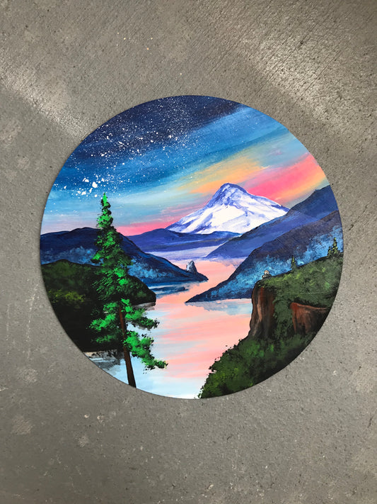 Columbia River gorge mt hood painting wood cutout