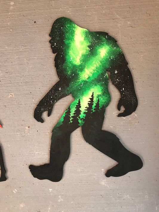 Bigfoot green wood cutout big foot Sasquatch yeti