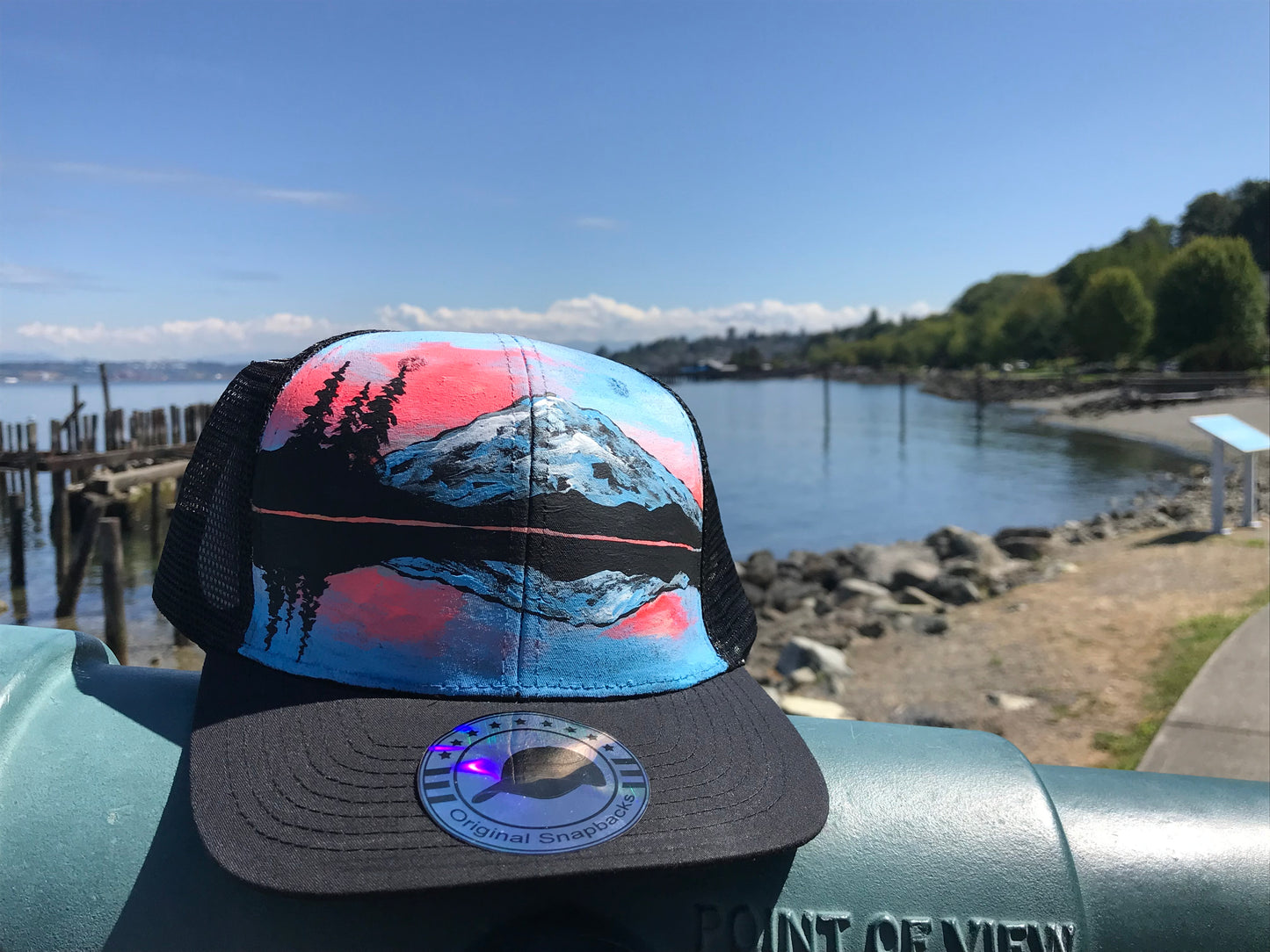 Sunrise mt Rainier custom hat