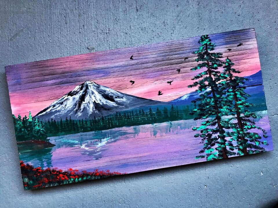 Mt Hood lost lake barnwood painting.