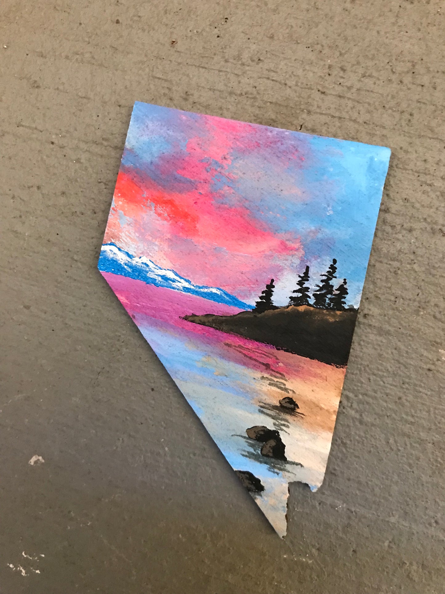 Nevada wood cutout painting sand harbor