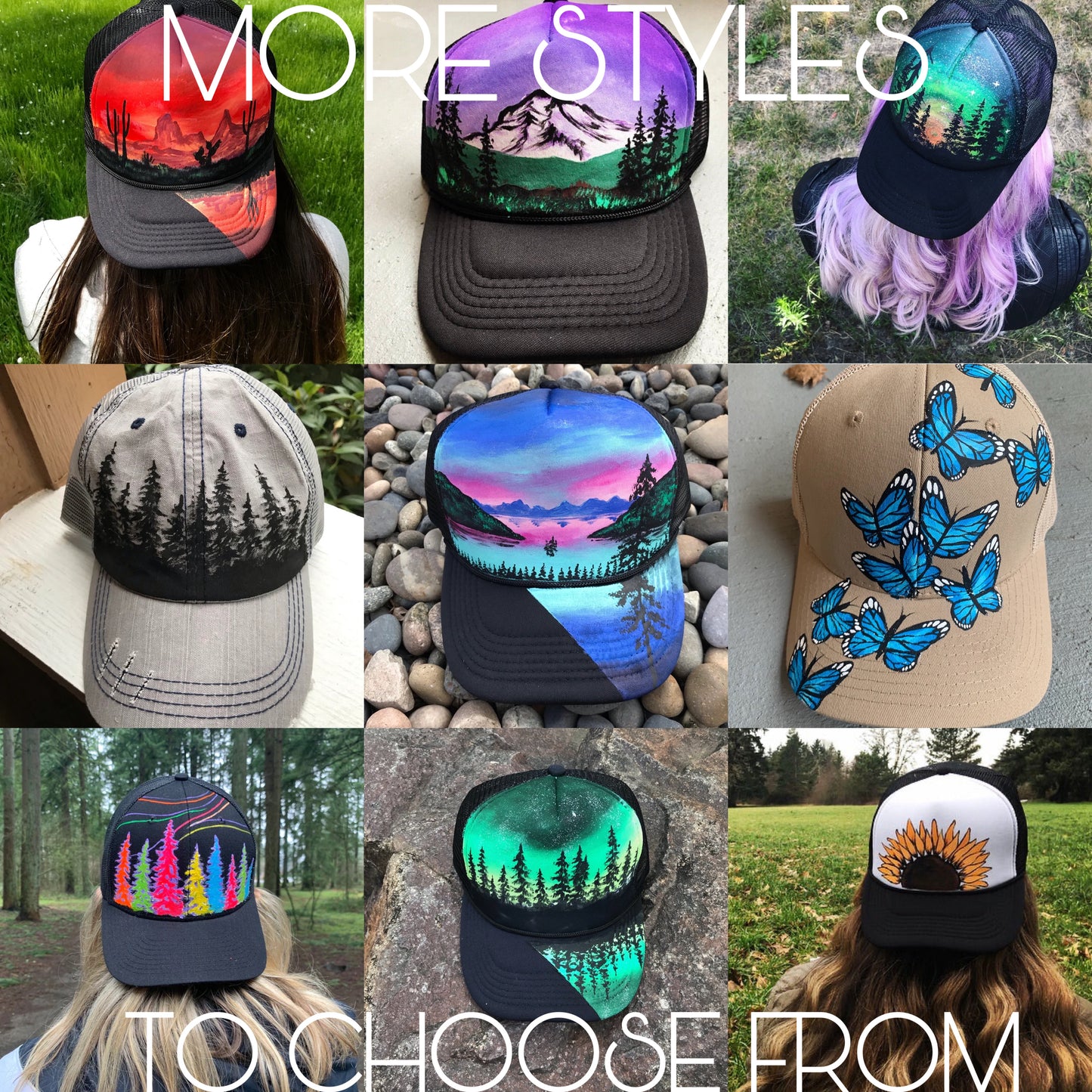 Green tree Custom painted snapback hat