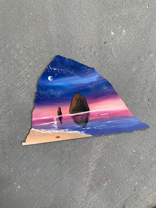 Haystack rock cannon beach wood cutout