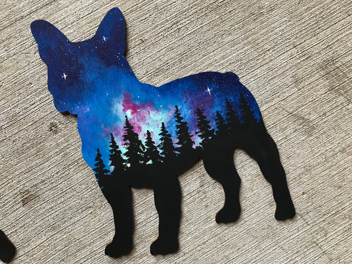 French bulldog wood cutout painting