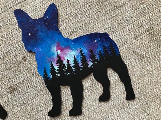 French bulldog wood cutout painting