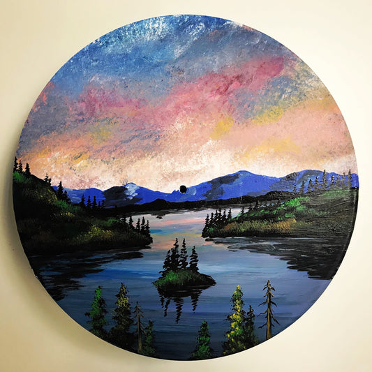 Lake Tahoe vinyl record painting