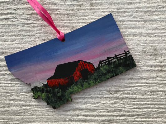 Montana barn ornament