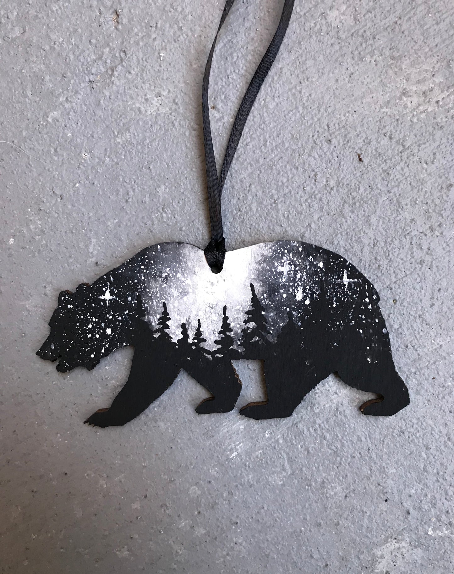 Bear black white ornament