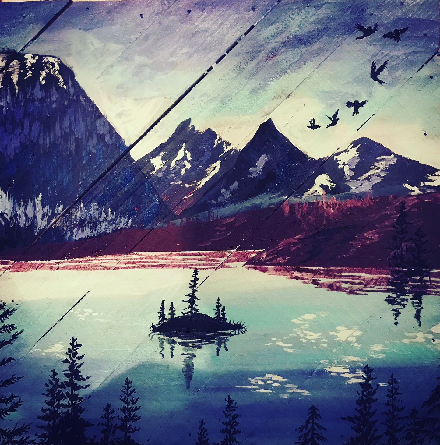 Glacier park pallet wood painting