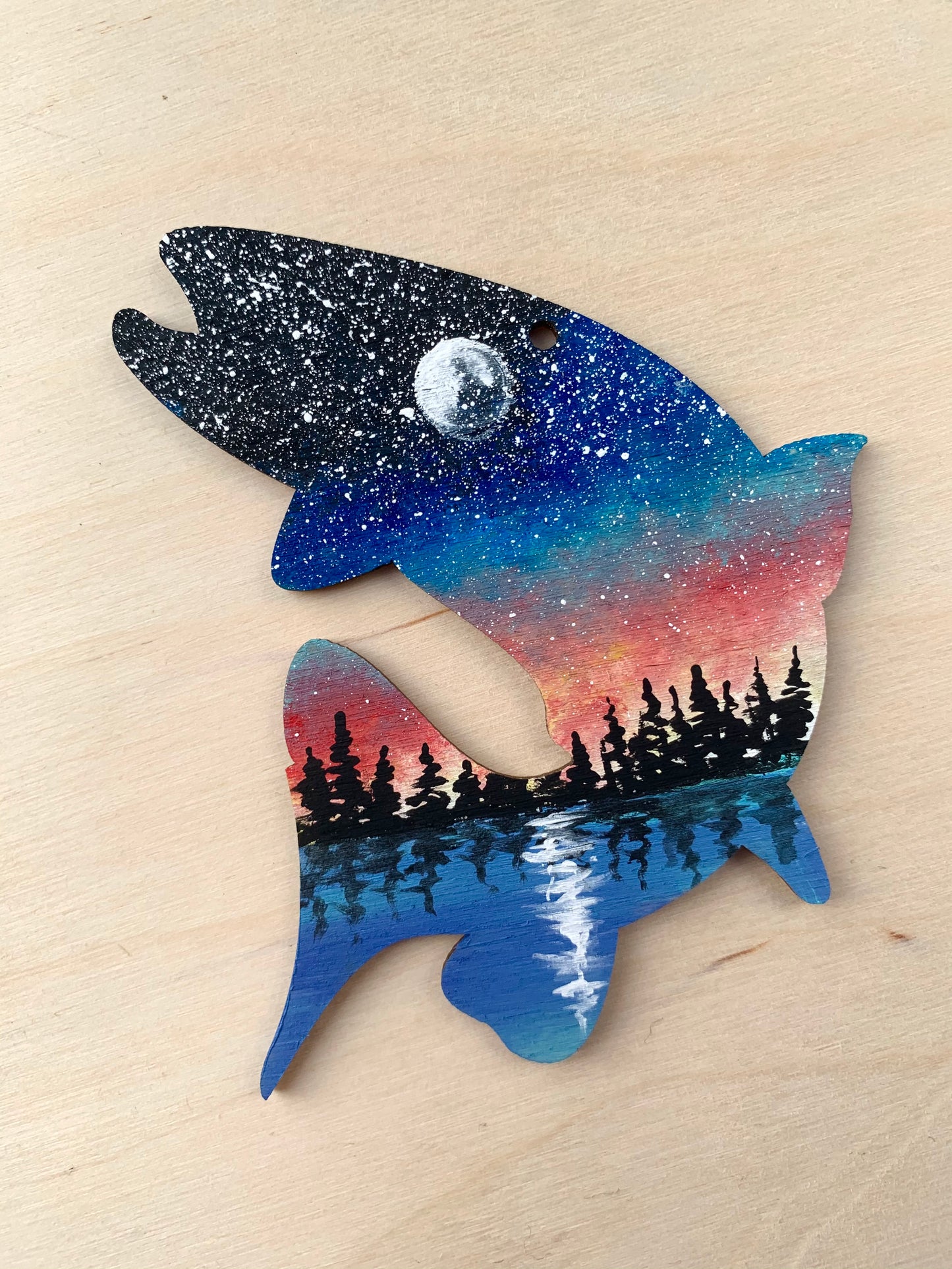 Trout fish wood ornament