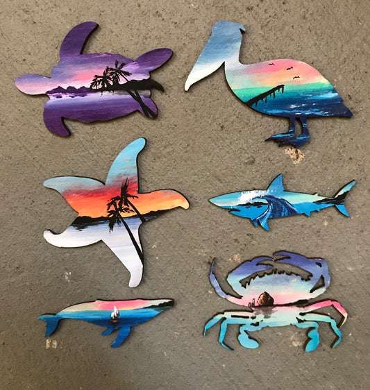 Sea creature magnet set