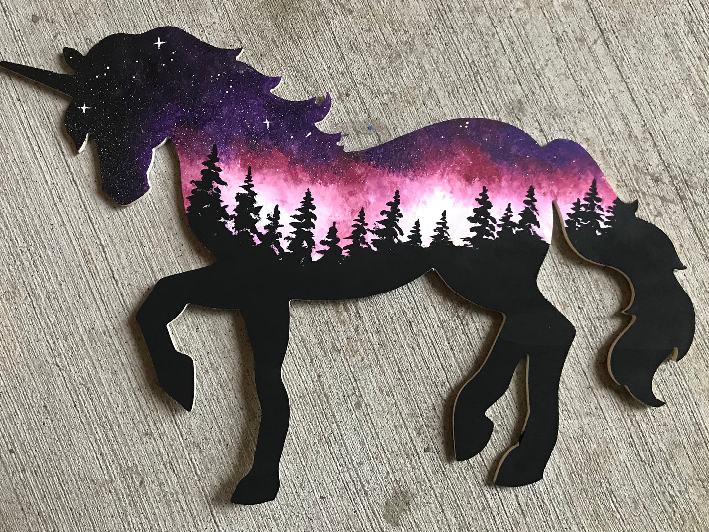 Unicorn wood cutout painting